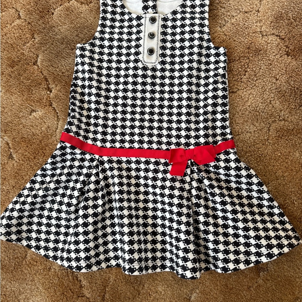 Stylish Black and White Kids Dress with Red Bow